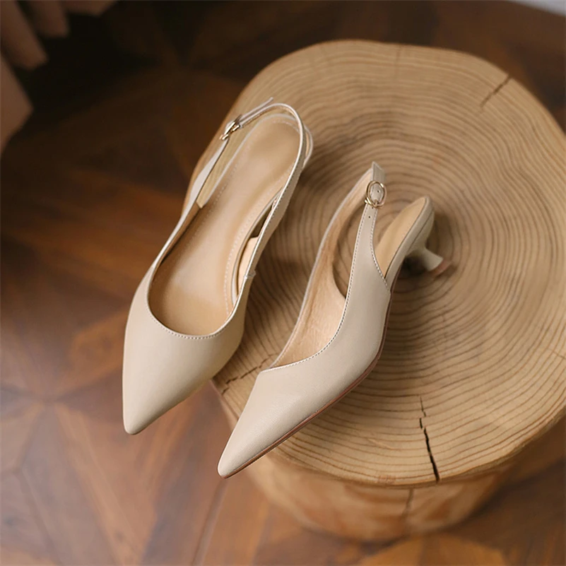 Genuine Leather Women Slingbacks Shoes Cow Leather Buckle Thin Heels Pumps Pointed Toe Med Heel Ladies Footwear Spring
Genuine Leather Women Slingbacks Shoes Cow Leather Buckle Thin Heels Pumps Pointed Toe Med Heel Ladies Footwear Spring