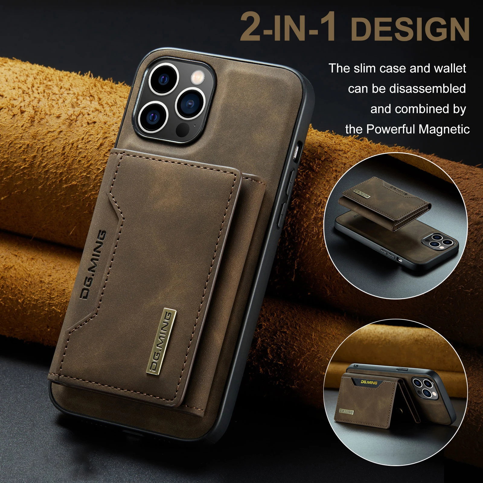 

DG.MING Multi Card Wallet Leather Phone Case For Iphone 11 13 Pro 12 14 15 Pro Max 7 8 14 15 Plus Luxury Kickstand Phone Cover