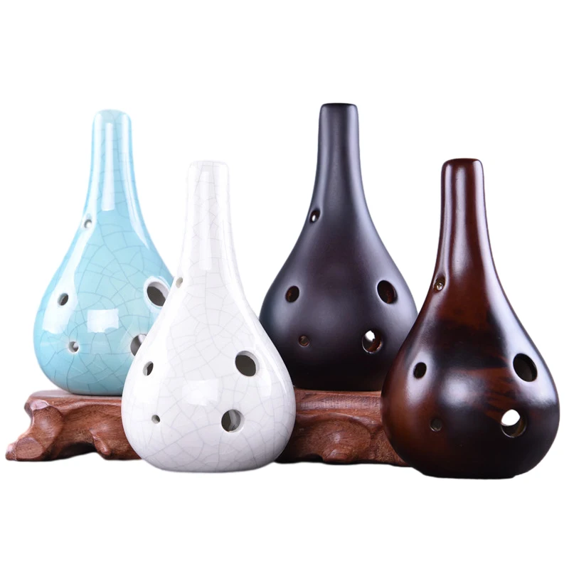 

New 6 Holes Alto Tone C Ocarina Flute Fission Style Ceramic Black Pottery Smoky Glaze Flute Musical Instrument Beginner Portable