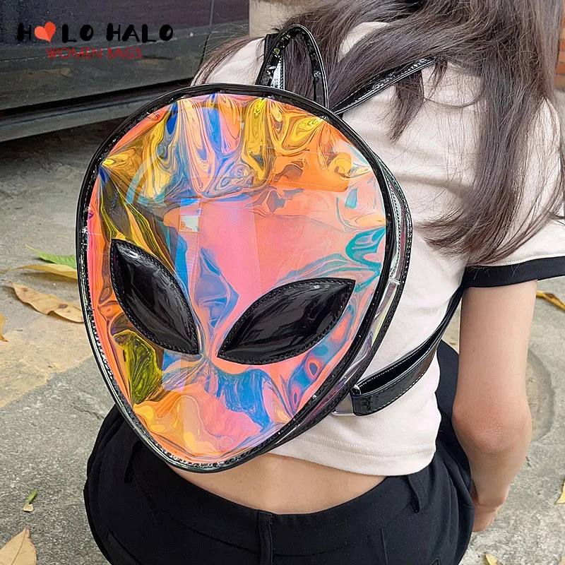 

Fun Laser Alien Women Backpack Fashion Novelty Girls School Bag for Teenagers Female Backpack Harajuku Style Cartoon Animal