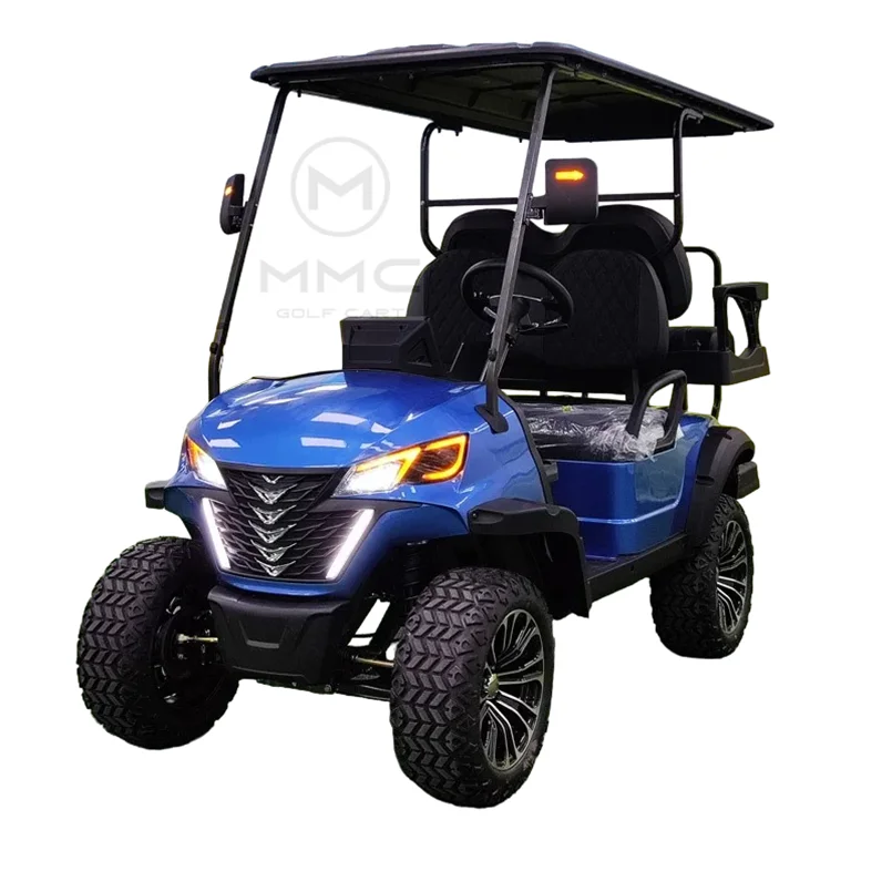 

MMC New Lifted 48V Electric Golf Carts 2 Person Seats Black off Road Golf Scooter 4 Wheel Lithium 4 Seat Solar Golf Cart