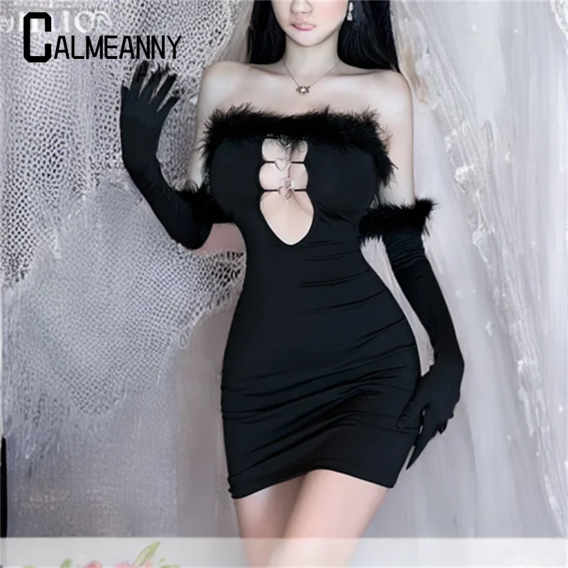 Woman Dress 2023 Summer Sexy Strapless Word Collar Feather Patchwork Hollow Out Chain Gloves Slim Stretch Backless Party Dresses
Woman Dress 2023 Summer Sexy Strapless Word Collar Feather Patchwork Hollow Out Chain Gloves Slim Stretch Backless Party Dresses