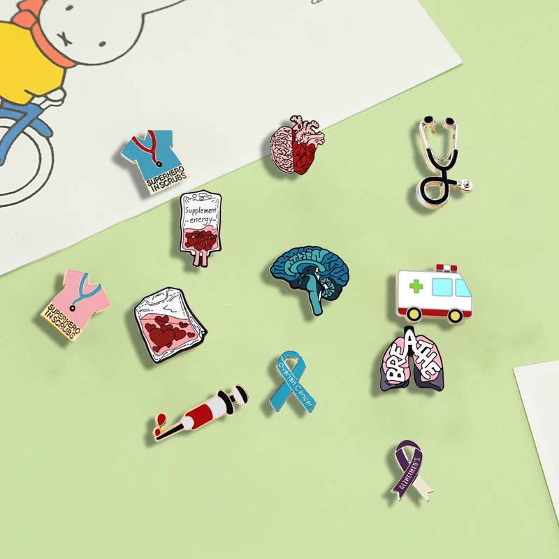 Medical Brooch for Doctor Nurse Stethoscope T-shirts Enamel Pins Heart Brain Lung Blood Bag Injector Badge Ambulance Pin Jewelry
Medical Brooch for Doctor Nurse Stethoscope T-shirts Enamel Pins Heart Brain Lung Blood Bag Injector Badge Ambulance Pin Jewelry