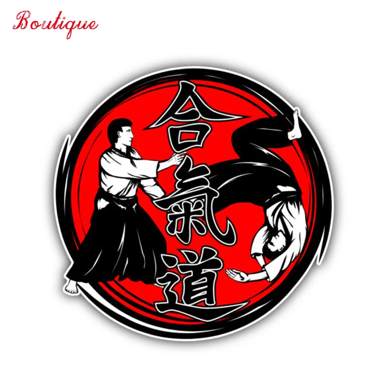 

12cm-12cm popular personality Aikido hieroglyphic soldier reflective sticker, vinyl motorcycle Decal cover scratch Waterproof