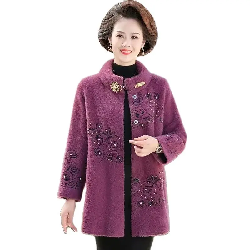 And Winter New Stand-up Collar Embroidery Temperament Imitation Mink Velvet Coat Middle-aged And Elderly oose Woolen Coat Tide
And Winter New Stand-up Collar Embroidery Temperament Imitation Mink Velvet Coat Middle-aged And Elderly oose Woolen Coat Tide