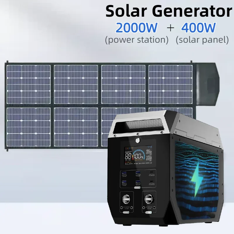 2000W Solar Generator LiFePO4 Portable Power Station 200W 400W Foldable Solar Panel Charger Green Power for Outages and Outdoors
2000W Solar Generator LiFePO4 Portable Power Station 200W 400W Foldable Solar Panel Charger Green Power for Outages and Outdoors