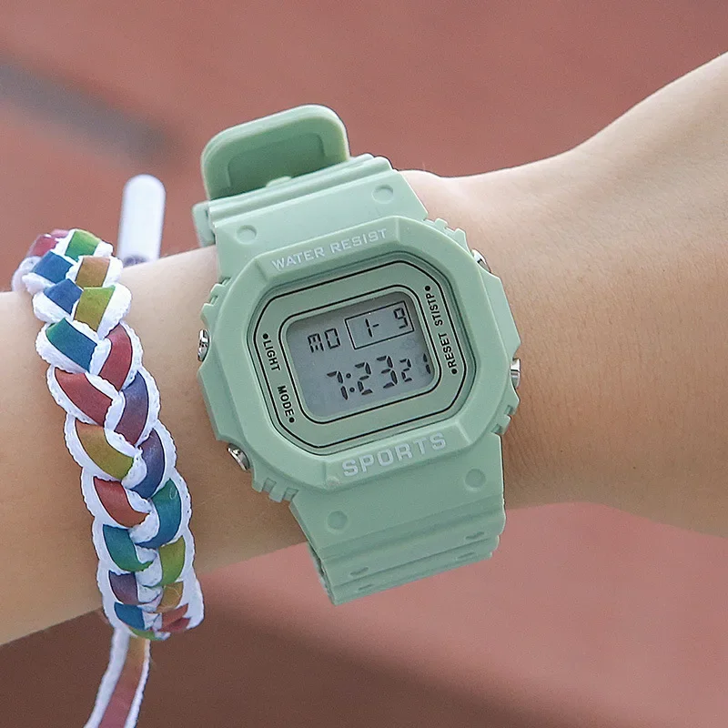 Matcha Green Square Couple LED Electronic Watch for Men and Women Multi-function Luminous Waterproof Sports Digital Wrist Watch
Matcha Green Square Couple LED Electronic Watch for Men and Women Multi-function Luminous Waterproof Sports Digital Wrist Watch