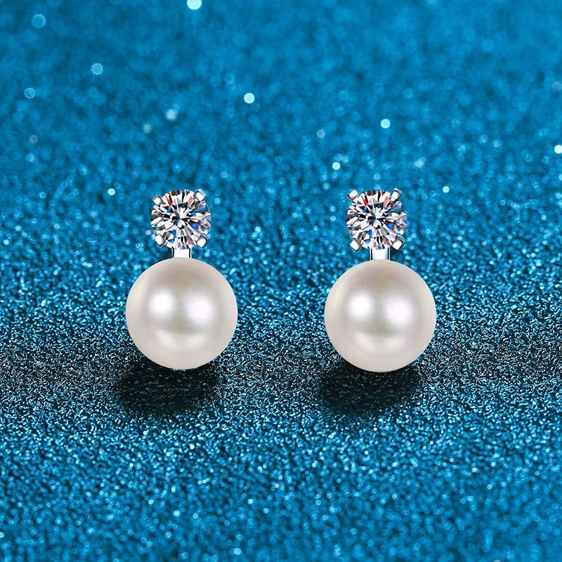 

Korean Style S925 Sterling Silver Stud Earrings Chic Earrings Female Natural Pearl Earrings Moissanite Stud Earrings Female
