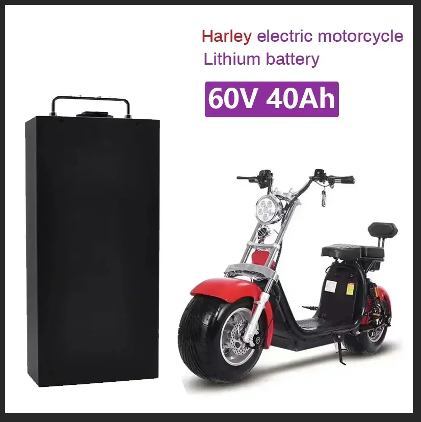 

Harley Electric Car Lithium Battery Waterproof 18650 Battery 60V 40Ah for Two Wheel Foldable Citycoco Electric Scooter Bicycle