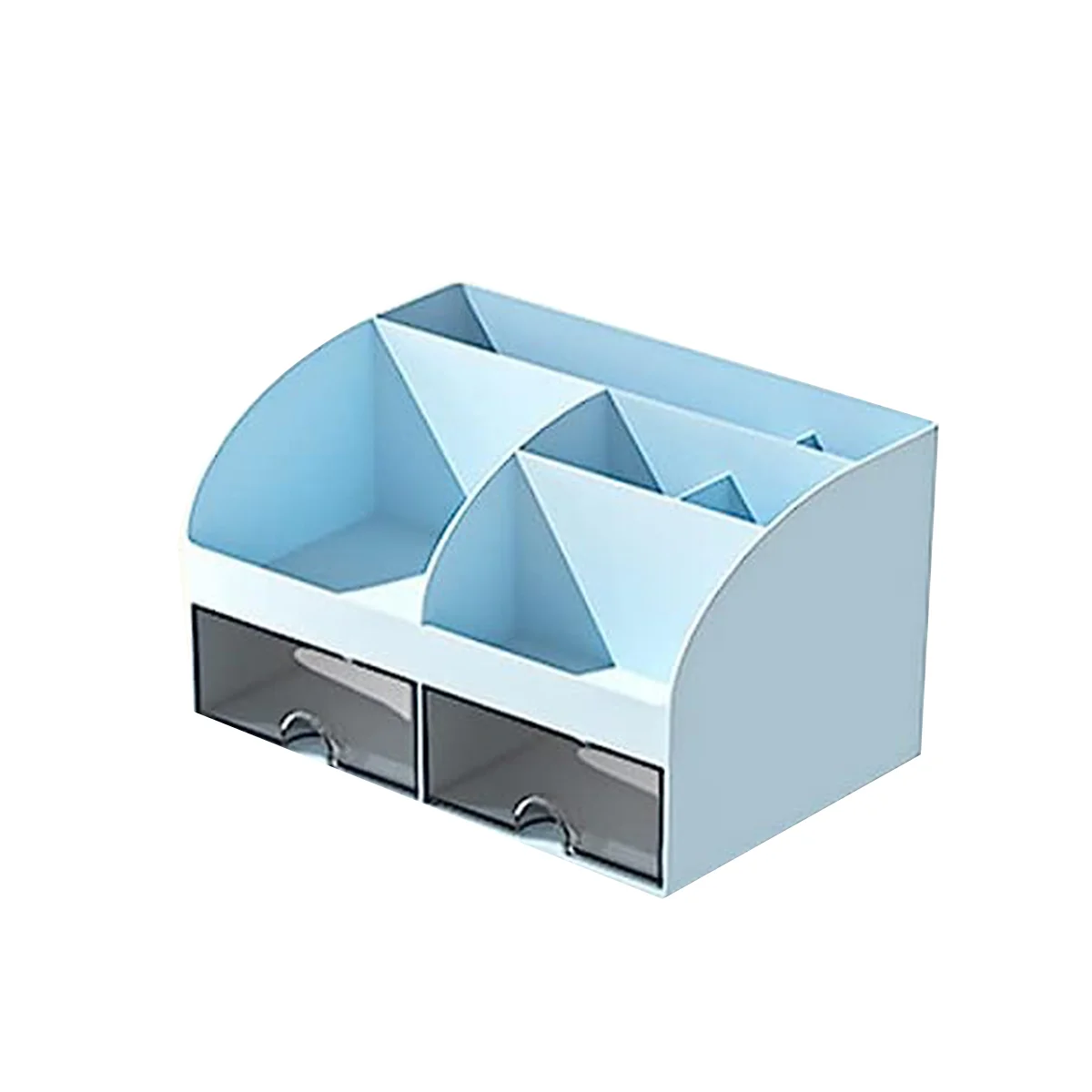 

Desk Organiser-Office Organiser with 6 Compartments and 2 Small Drawers, Desk Storage Box for Pen Holders, Remote Blue