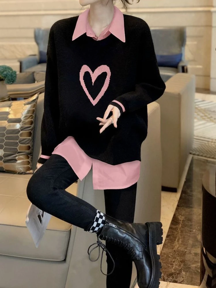 

Женский свитшот с надписью, длинный черный пуловер с текстовым графическим принтом, женская одежда в стиле K-POP, толстый винтажный свитшот, Y2k, M