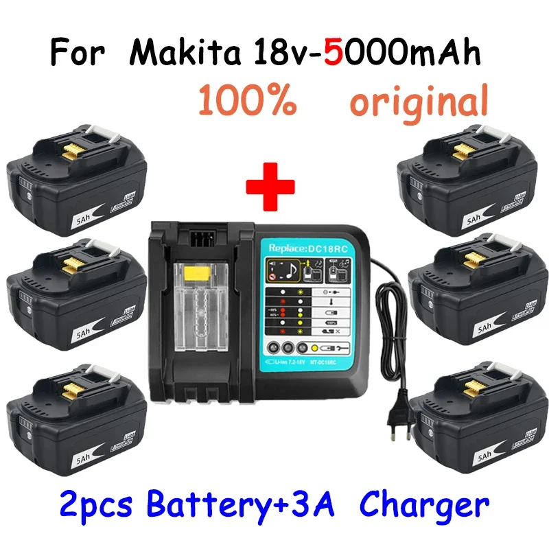 WIth Charger BL1860 Rechargeable Battery 18 V 5000mAh Lithium Ion for Makita 18v Battery 6ah BL1840 BL1850 BL1830 BL1860B LXT400
WIth Charger BL1860 Rechargeable Battery 18 V 5000mAh Lithium Ion for Makita 18v Battery 6ah BL1840 BL1850 BL1830 BL1860B LXT400