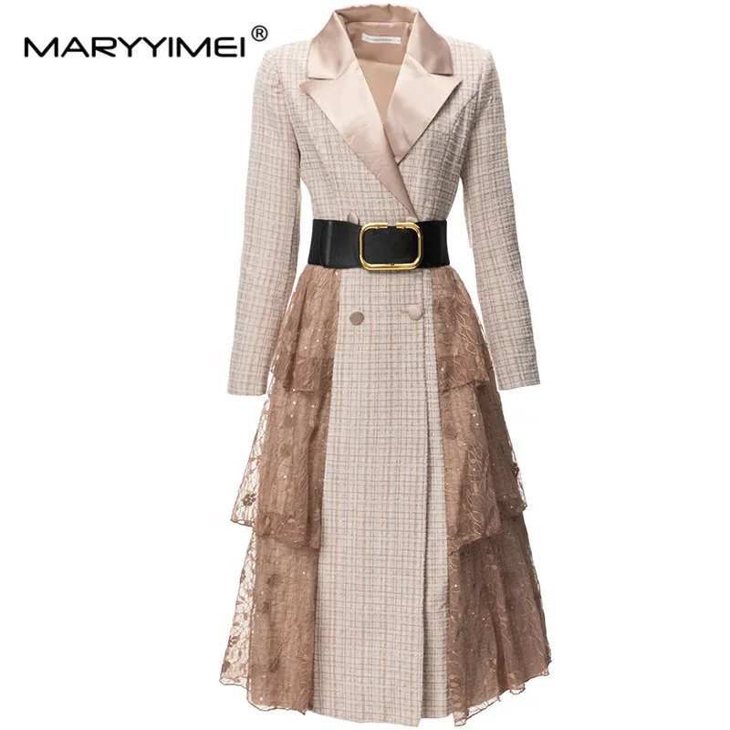 Модное осеннее платье MARYYIMEI из грубой твида, женское платье с длинным рукавом и поясом, сетчатые утепленные платья с вышивкой и блестками
Модное осеннее платье MARYYIMEI из грубой твида, женское платье с длинным рукавом и поясом, сетчатые утепленные платья с вышивкой и блестками
