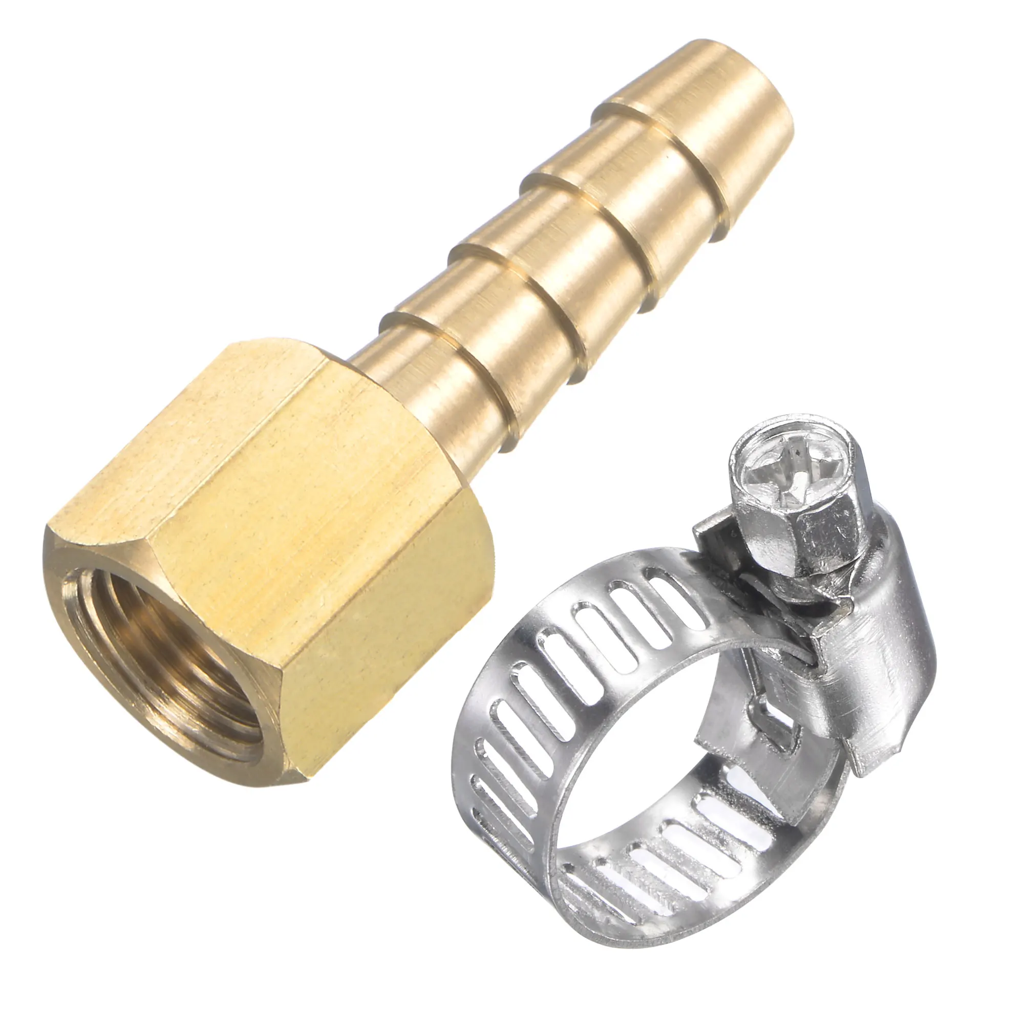 Uxcell Brass Hose Fitting 1/8NPT Female Thread x 1/4 Inch OD Barb Hex Pipe Connector with Stainless Steel Hose Clamp 1 Set
Uxcell Brass Hose Fitting 1/8NPT Female Thread x 1/4 Inch OD Barb Hex Pipe Connector with Stainless Steel Hose Clamp 1 Set