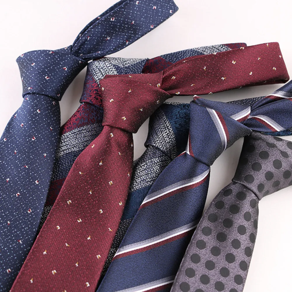 

Wholesale Neck Ties For Men 7cm Width Classic Business Navy Striped Neckties Handmade Casual Dots Wedding Tuxedo Neckwear Cravat