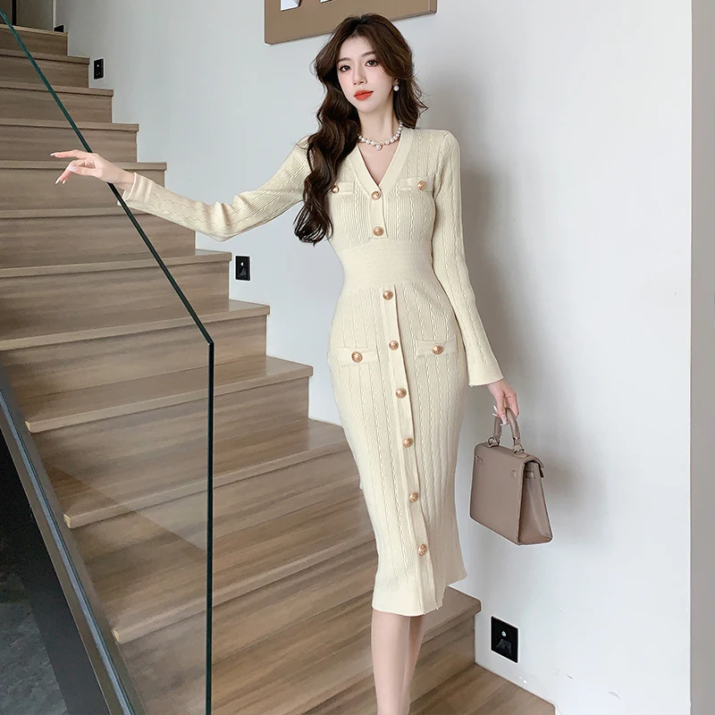 Korean Maxi Dresses for Women Party Long Sleeve V-neck Package Hip Dress Elegant Fashion Ladies Vestidos Femme Autumn 2023
Korean Maxi Dresses for Women Party Long Sleeve V-neck Package Hip Dress Elegant Fashion Ladies Vestidos Femme Autumn 2023