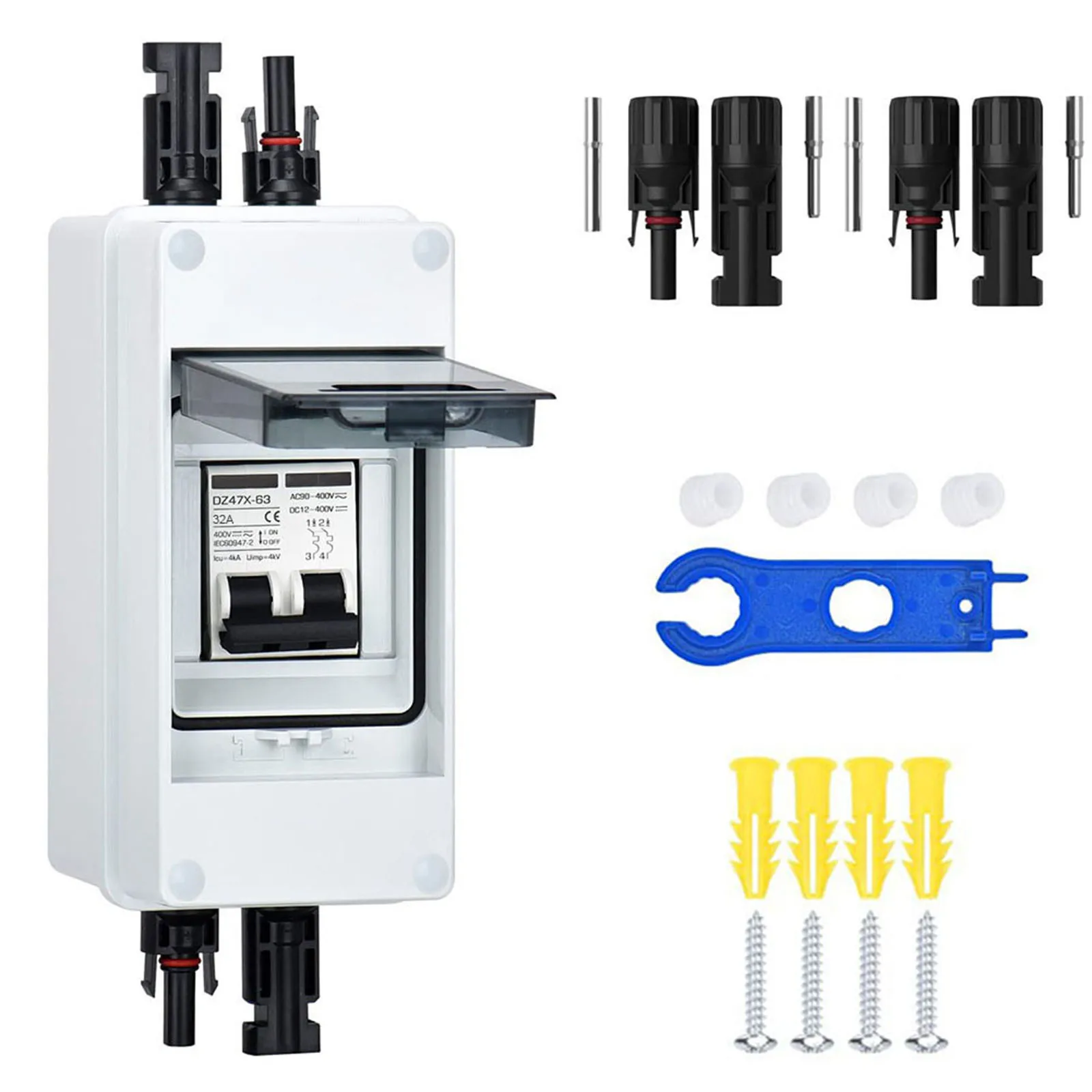 32A DC Isolator Switch PV System Circuit Breaker 2P 32A Combiner Box With Cable Plug 165*80*93mm Photovoltaic Connectors
32A DC Isolator Switch PV System Circuit Breaker 2P 32A Combiner Box With Cable Plug 165*80*93mm Photovoltaic Connectors