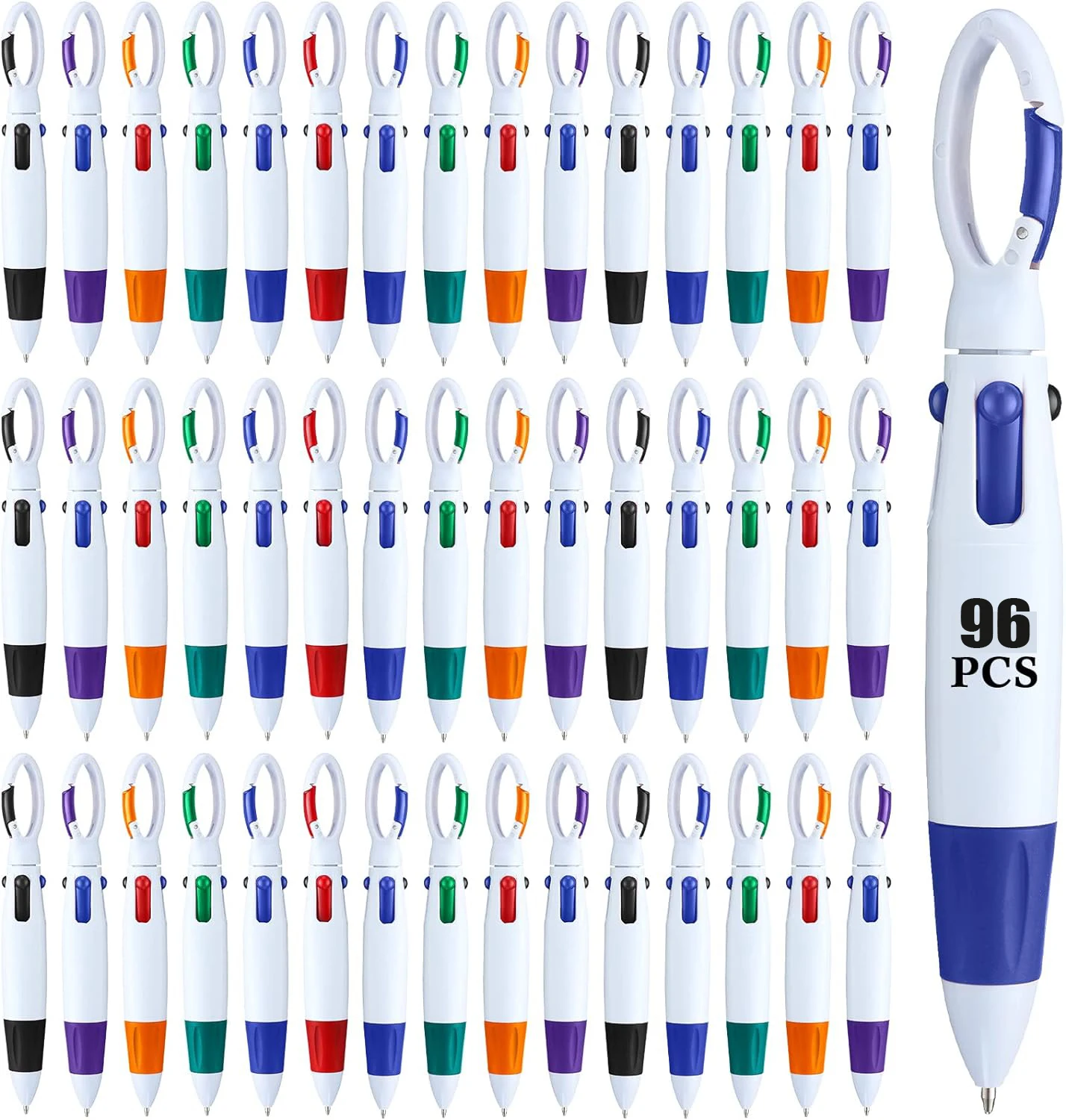 96Pcs Retractable Shuttle Pens with Carabiner Clip 4-in-1 Ballpoint Pens Multicolor Pens with Buckle Keychain on Top
96Pcs Retractable Shuttle Pens with Carabiner Clip 4-in-1 Ballpoint Pens Multicolor Pens with Buckle Keychain on Top