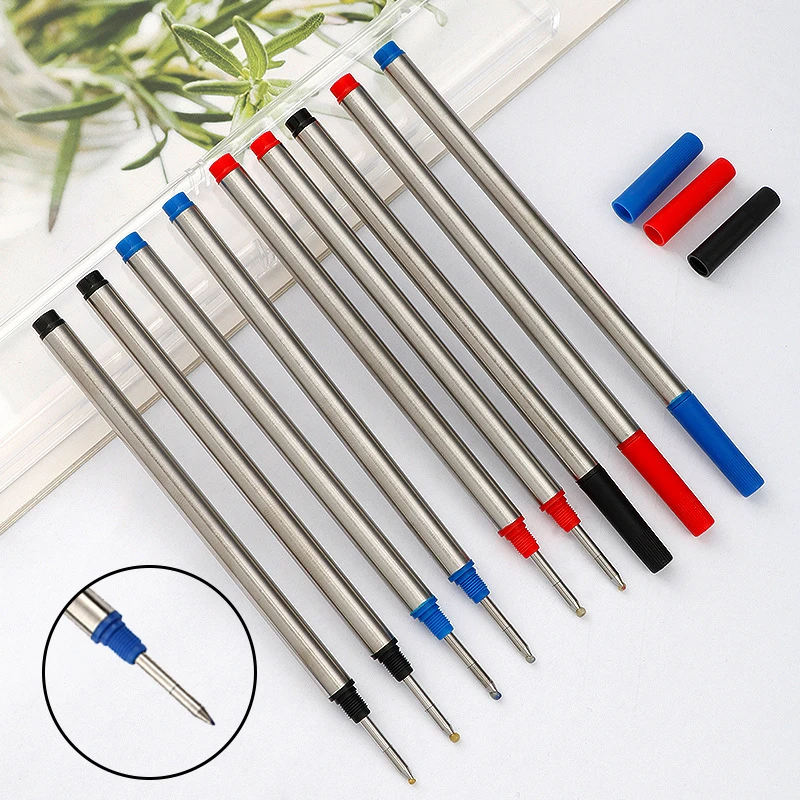

3Pcs 11.4cm Threaded Rotary Metal Pen Refills Blue/black/red Ballpoint Pen Rod Signing Pen Refill 0.7mm Office School Stationery