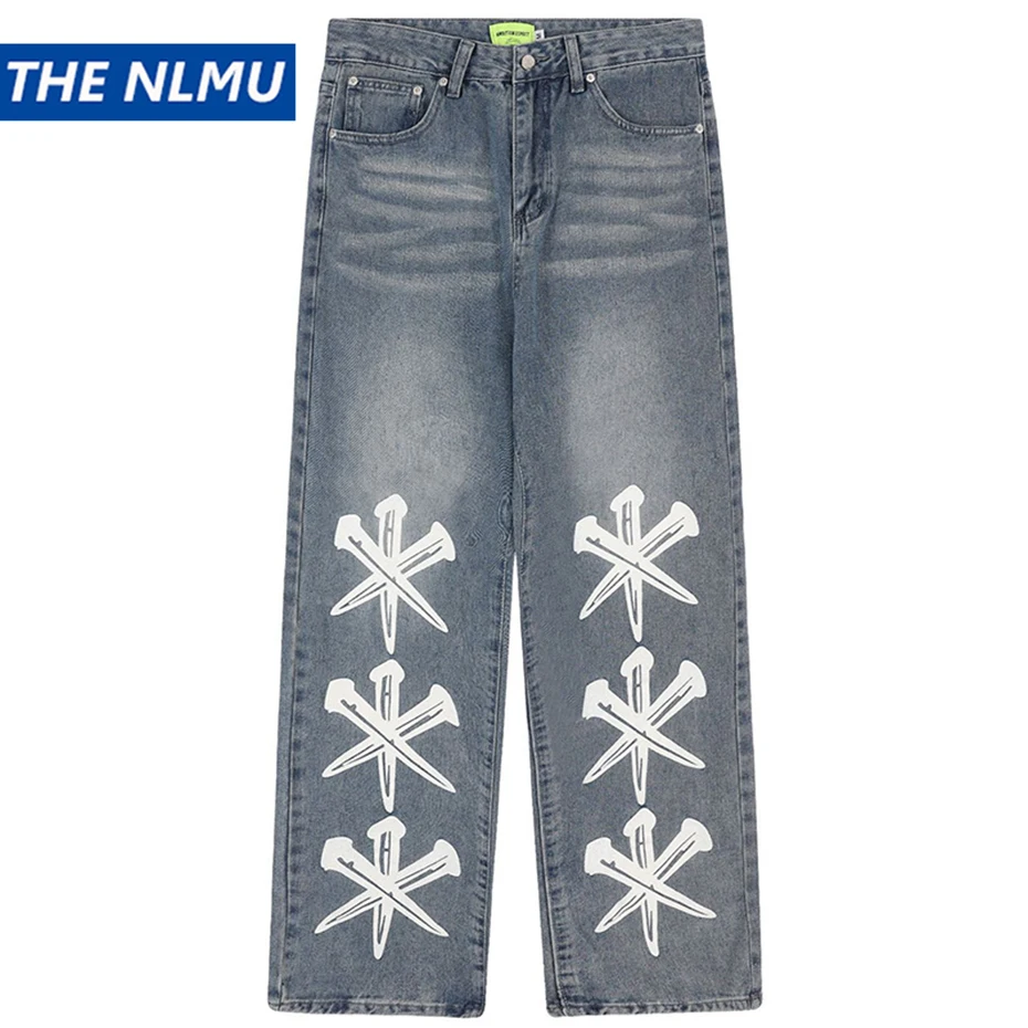 Men Blue Baggy Jeans Fashion Printed Straight Loose Denim Pants Streetwear Harajuku Y2K Jeans for Man
Men Blue Baggy Jeans Fashion Printed Straight Loose Denim Pants Streetwear Harajuku Y2K Jeans for Man