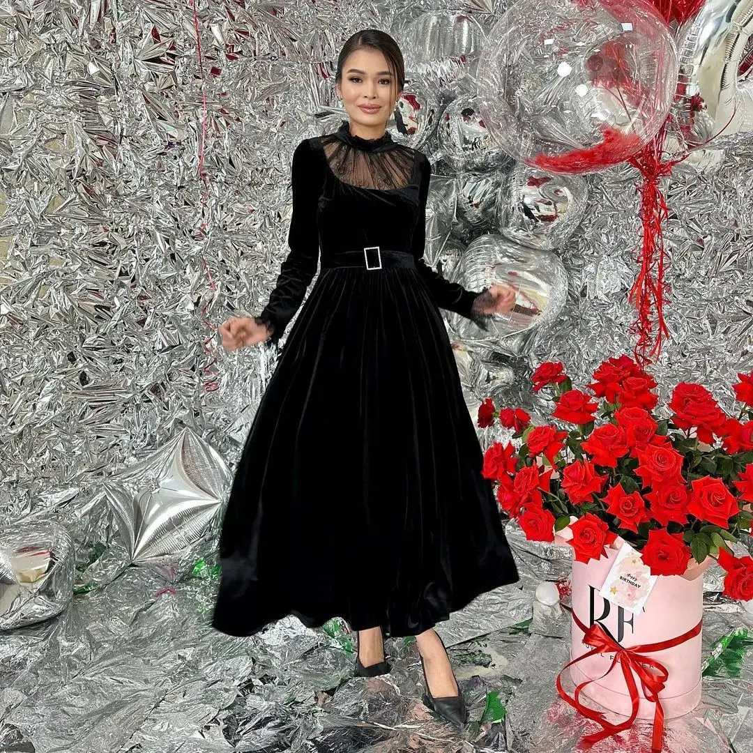 Black Elegant Prom Dresses Square Neck Long Sleeves A-Line Belt Customizable Women Evening Dresses 2023 New فساتين مناسبة رسمية
Black Elegant Prom Dresses Square Neck Long Sleeves A-Line Belt Customizable Women Evening Dresses 2023 New فساتين مناسبة رسمية
