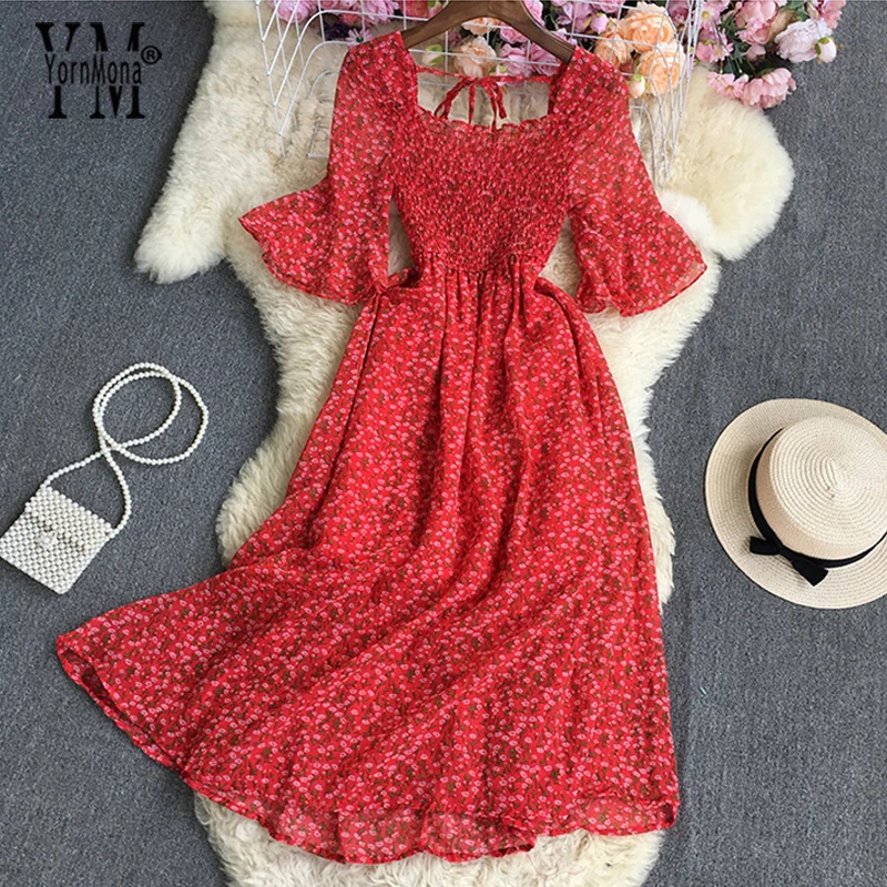 Платье женское шифоновое с цветочным принтом, летнее 
Платье женское шифоновое с цветочным принтом, летнее