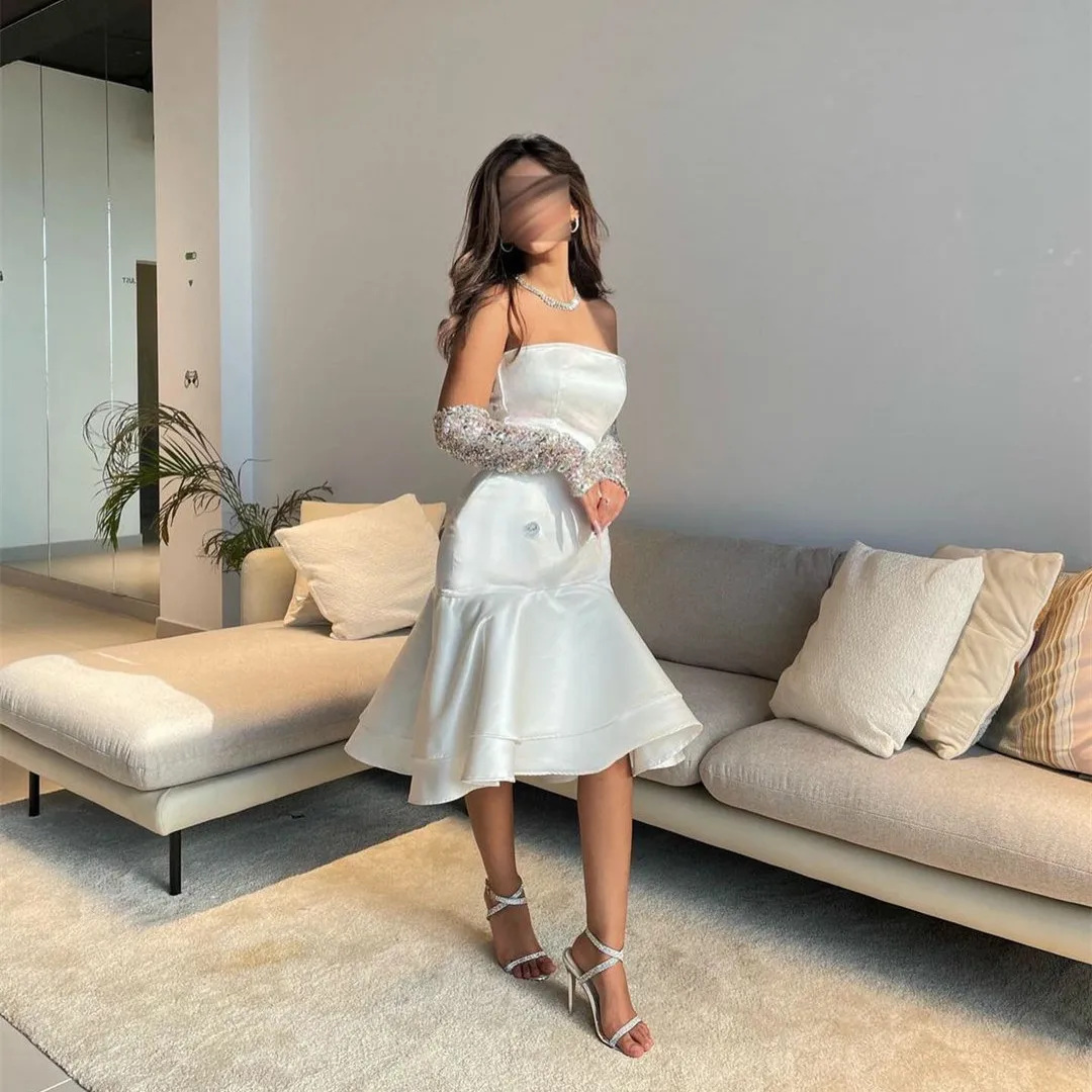 Vintage Short Satin Ivory Evening Dresses A-Line Strapless Tea Length Tiered فساتين سهرة Formal Party Dress for Women
Vintage Short Satin Ivory Evening Dresses A-Line Strapless Tea Length Tiered فساتين سهرة Formal Party Dress for Women