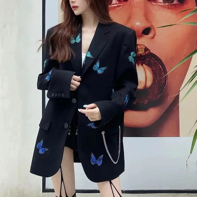2023 New Spring Aummer Chain Butterfly Embroidery Suit INS Loose Fashion All-match Suit Women's Jacket Autumn Women Long Coat
2023 New Spring Aummer Chain Butterfly Embroidery Suit INS Loose Fashion All-match Suit Women's Jacket Autumn Women Long Coat