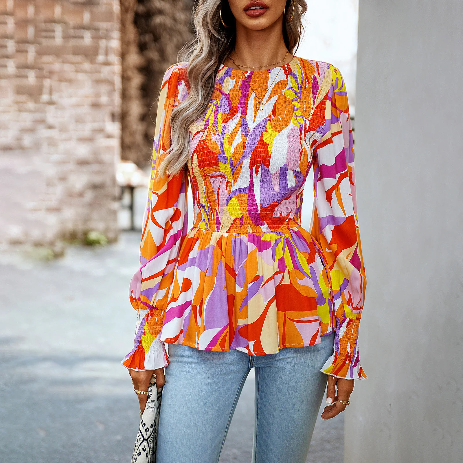 Gaovot New Design Womens Print Long Sleeve Slim Blouses Autumn Winter Fashion Casual Tops O-neck Pleated Elegant Women Shirt
Gaovot New Design Womens Print Long Sleeve Slim Blouses Autumn Winter Fashion Casual Tops O-neck Pleated Elegant Women Shirt