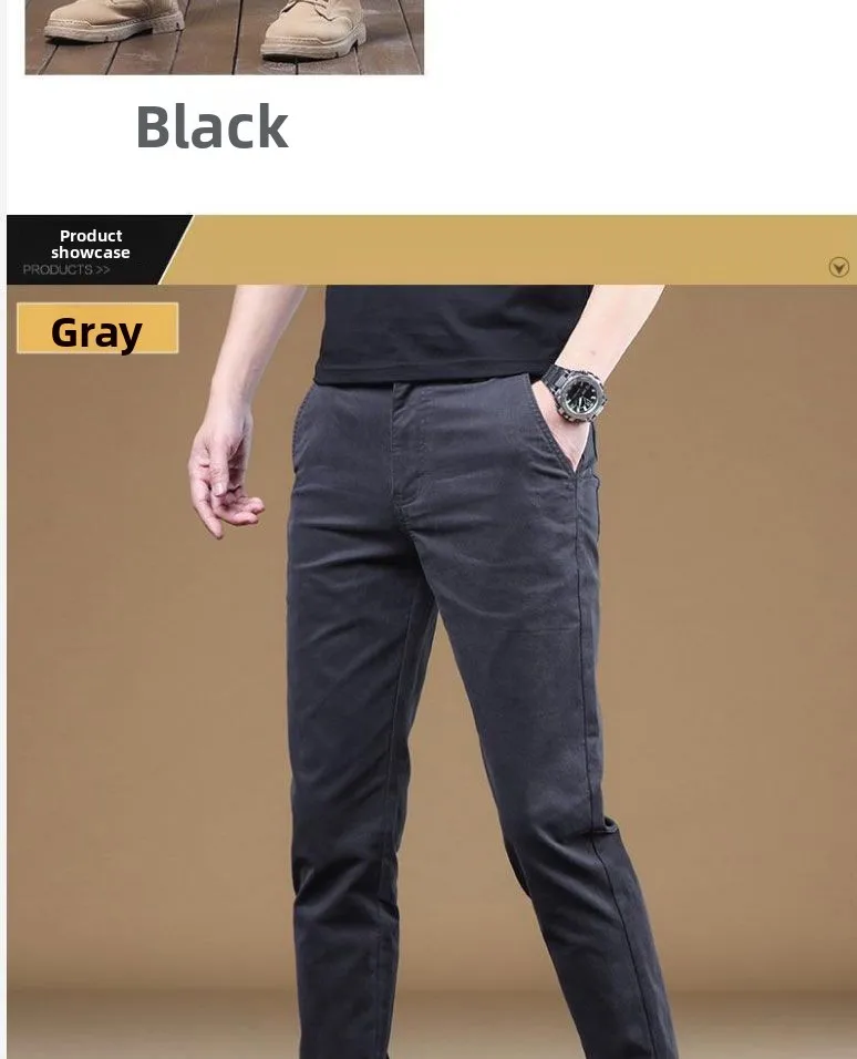 2025 Summer Thin Cotton Men's Casual Pants Trendy Versatile Elastic Light Business Trousers Work Formal Slim Straight Pants 38 Se44686ee559d46819b281d6cd837552cy