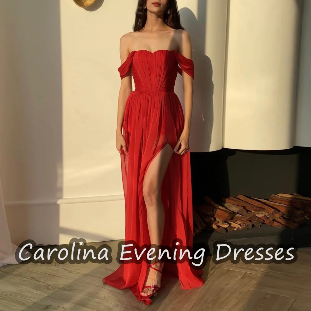 Carolina Chiffon A-line Off-the-shoulder Pleats Prom Gown Floor Length Simple Evening Elegant Party Dress for Women 2024
Carolina Chiffon A-line Off-the-shoulder Pleats Prom Gown Floor Length Simple Evening Elegant Party Dress for Women 2024