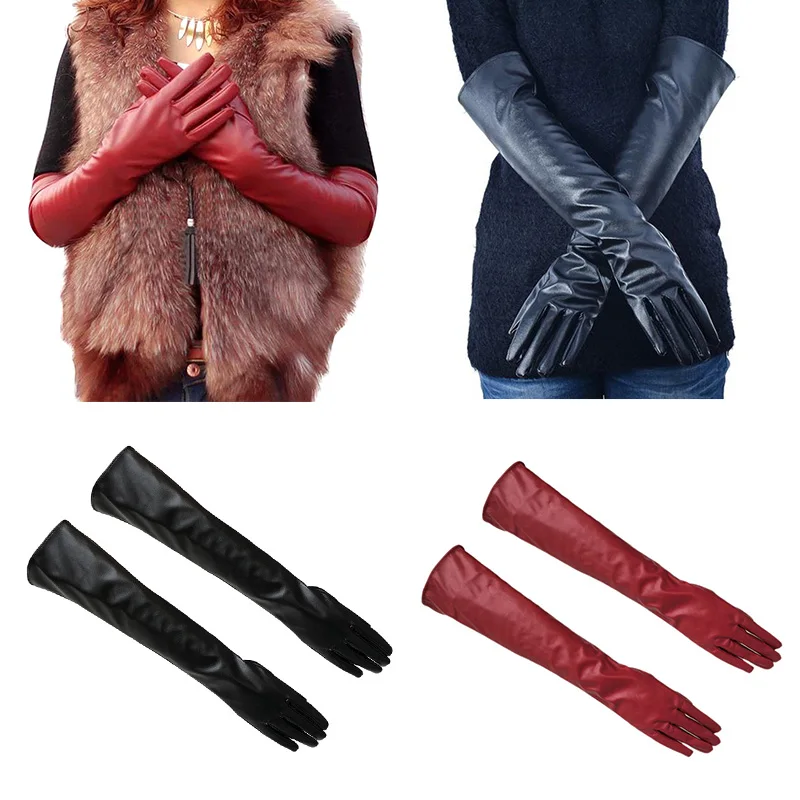 

Женская длинная перчатка, перчатки в стиле панк-рок, яркие варежки в стиле хип-поп, джаз, диско, Клубная одежда, кожаные перчатки для косплея и танцев