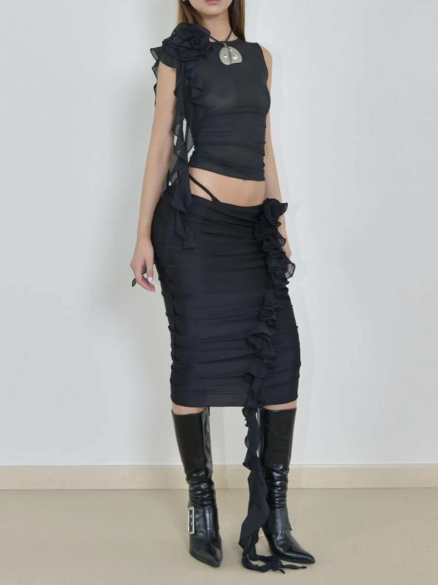 Women 2 Piece Maxi Dress Ruffled Skirt Sets Sexy Bodycon Sleeveless Crop Top Asymmetric Hem Party Club Night
Women 2 Piece Maxi Dress Ruffled Skirt Sets Sexy Bodycon Sleeveless Crop Top Asymmetric Hem Party Club Night