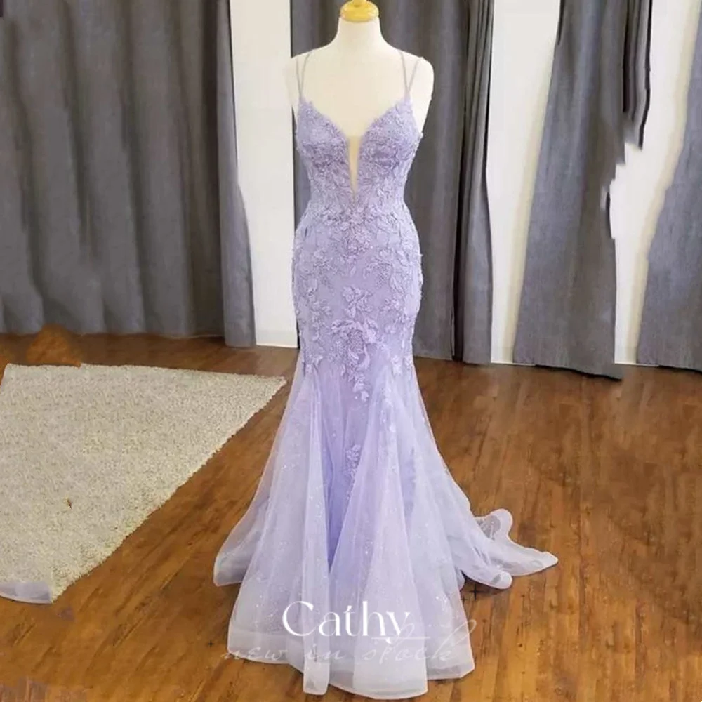Cathy Lilac Mermaid فساتين السهرة Spaghetti Strap Trumpet Prom Dress 2023 Lace Party Dresses Sexy Fishtail Vestidos De Noche
Cathy Lilac Mermaid فساتين السهرة Spaghetti Strap Trumpet Prom Dress 2023 Lace Party Dresses Sexy Fishtail Vestidos De Noche