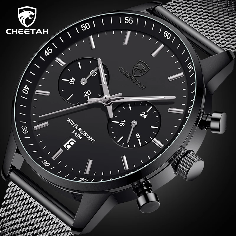 CHEETAH Watches Top Luxury Brand Chronograph Waterproof Quartz Men’s Watch Casual Business Male Clock with Stainless Steel Band
CHEETAH Watches Top Luxury Brand Chronograph Waterproof Quartz Men’s Watch Casual Business Male Clock with Stainless Steel Band