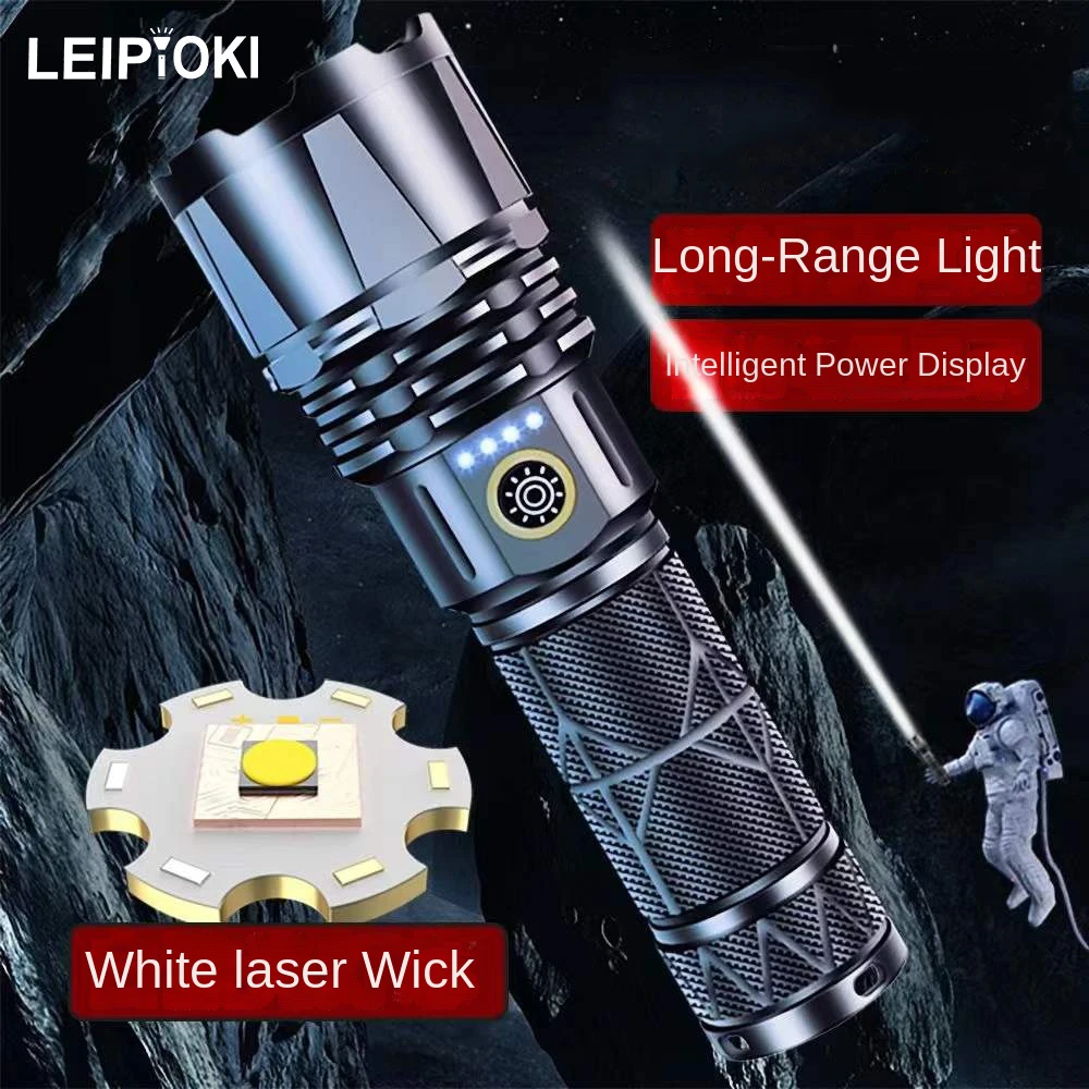 

Laser Wick Flashlights USB Charging Super Powerful Tactical Torch With Powerbank Telescopic Zoom 26650 For Camping