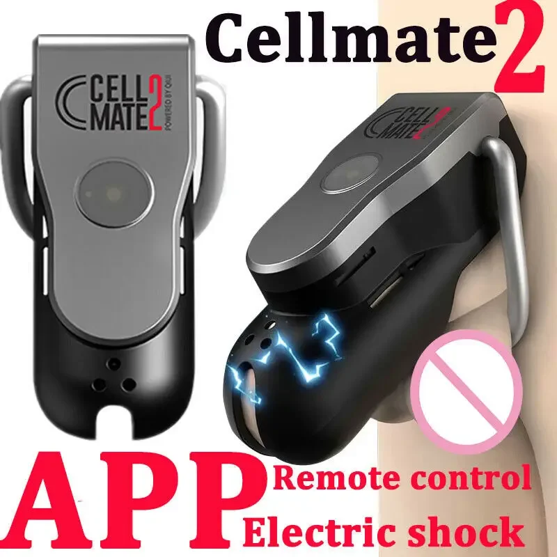 

Пояс верности для мужчин QIUI Cellmate 2 с электрошоком, пояс для пениса с дистанционным управлением через приложение, с кольцом для члена, для геев