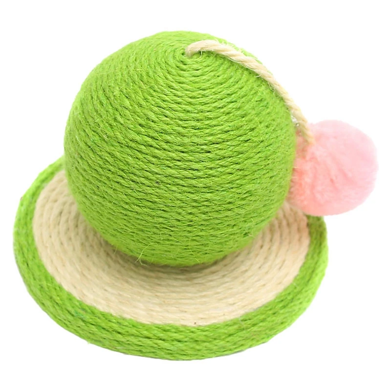 

Износостойкий Плетеный сизальный мяч для царапин и кактуса с деревянной основой, игрушка для домашних животных, мяч для царапин, кошачье дерево