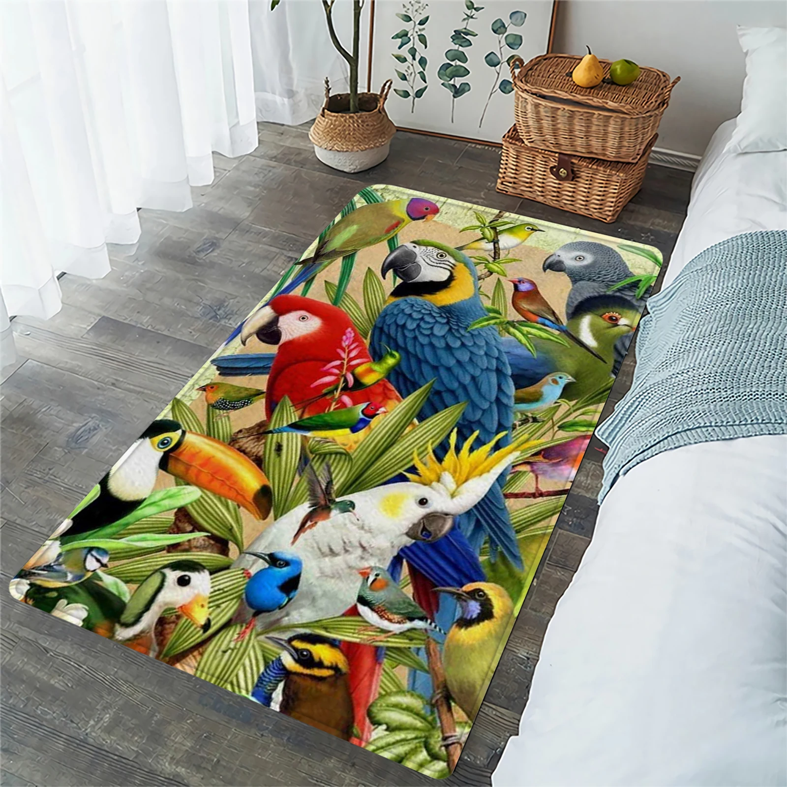 

CLOOCL Scarlet Macaw Printed Carpet Living Room Sofa Table Mats Area Rugs Washable Anti-slip Floor Mat Nordic Modern Rugs