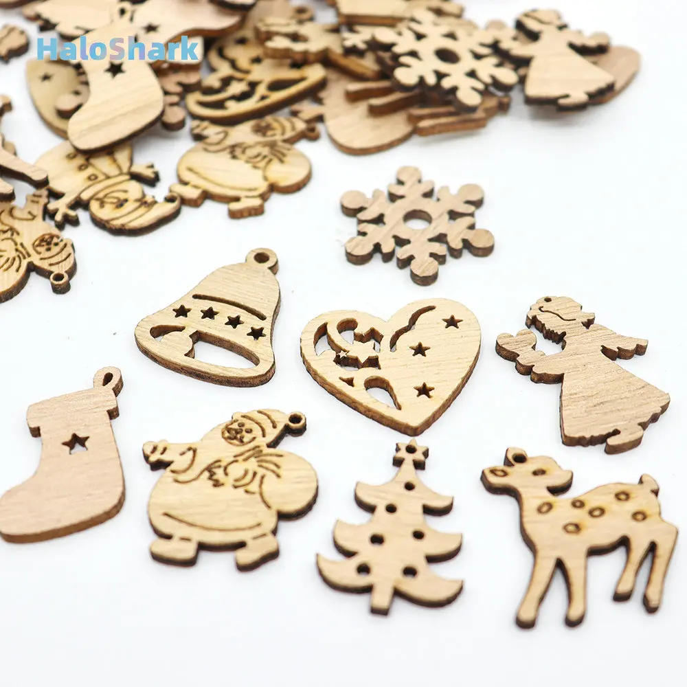 30/50/100Pcs Christmas Natural Wooden Chip Santa Claus Snowflake Xmas Tree Hanging Ornaments Pendant Navidad Decoration DIY Craf
30/50/100Pcs Christmas Natural Wooden Chip Santa Claus Snowflake Xmas Tree Hanging Ornaments Pendant Navidad Decoration DIY Craf