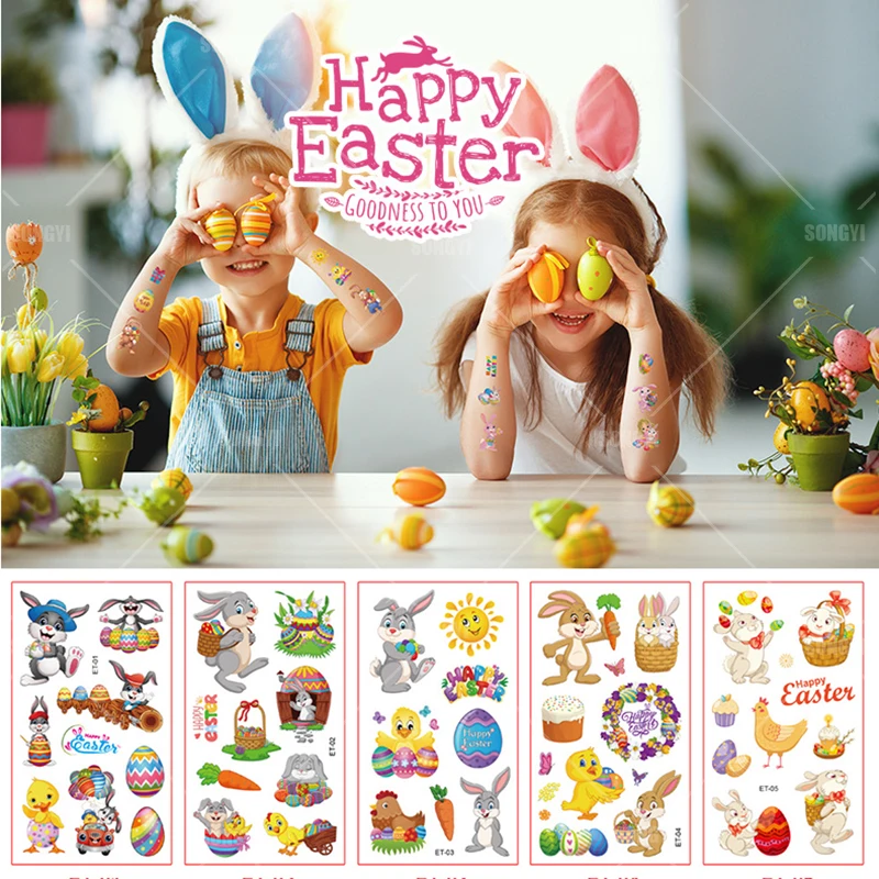 10 Sheets Easter Temporary Tattoo Stickers Egg Rabbit Chick Baby Shower Kids Gift Celebrate Party Body Makeup Sticker Tattoos
10 Sheets Easter Temporary Tattoo Stickers Egg Rabbit Chick Baby Shower Kids Gift Celebrate Party Body Makeup Sticker Tattoos