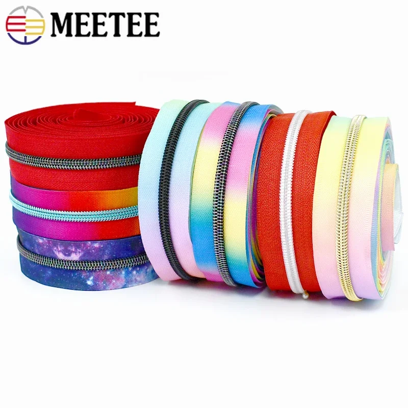 

1/2/3/5M 5# Nylon Zippers Tapes for Sewing Bag Pocket Coil Plastic Zips Per Meter Repair Replacement Kit DIY Garment Accessories