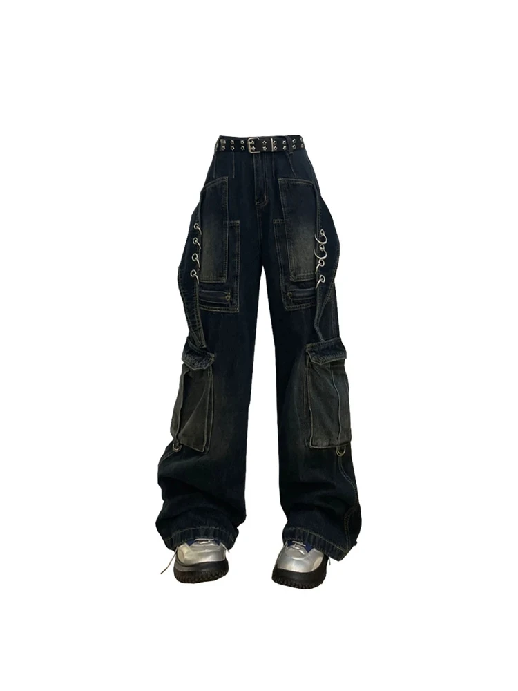 

Women Dark Academia Trashy Y2k Japanese Streetwear Baggy Low Rise Denim Cargo Pants Trousers 2000s Aesthetic Jean Kpop Grunge