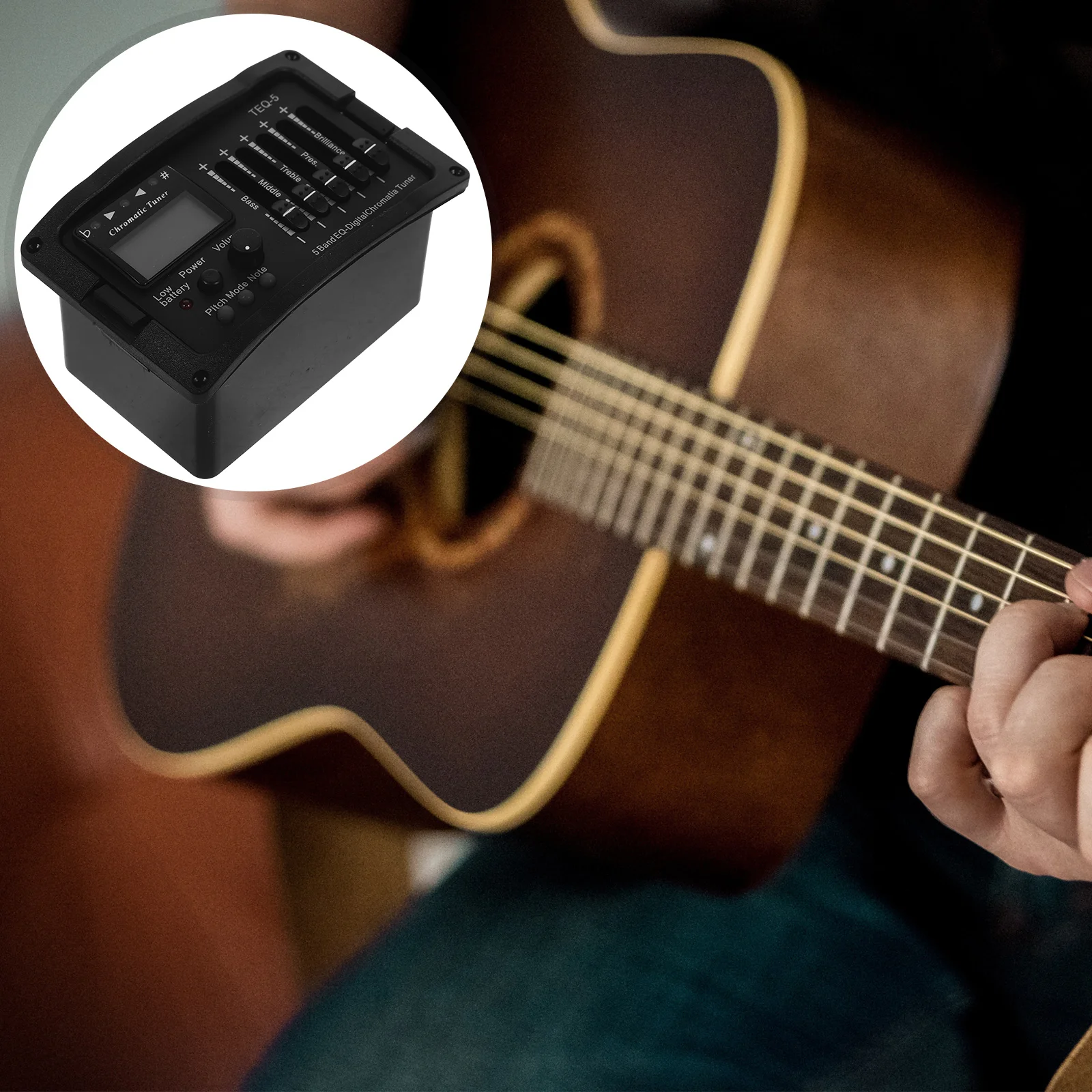 Pre-Amp Band EQ Equalizer Pickup Electric Acoustic Guitar Tuner with Volume Control Presence Control Treble Control
Pre-Amp Band EQ Equalizer Pickup Electric Acoustic Guitar Tuner with Volume Control Presence Control Treble Control