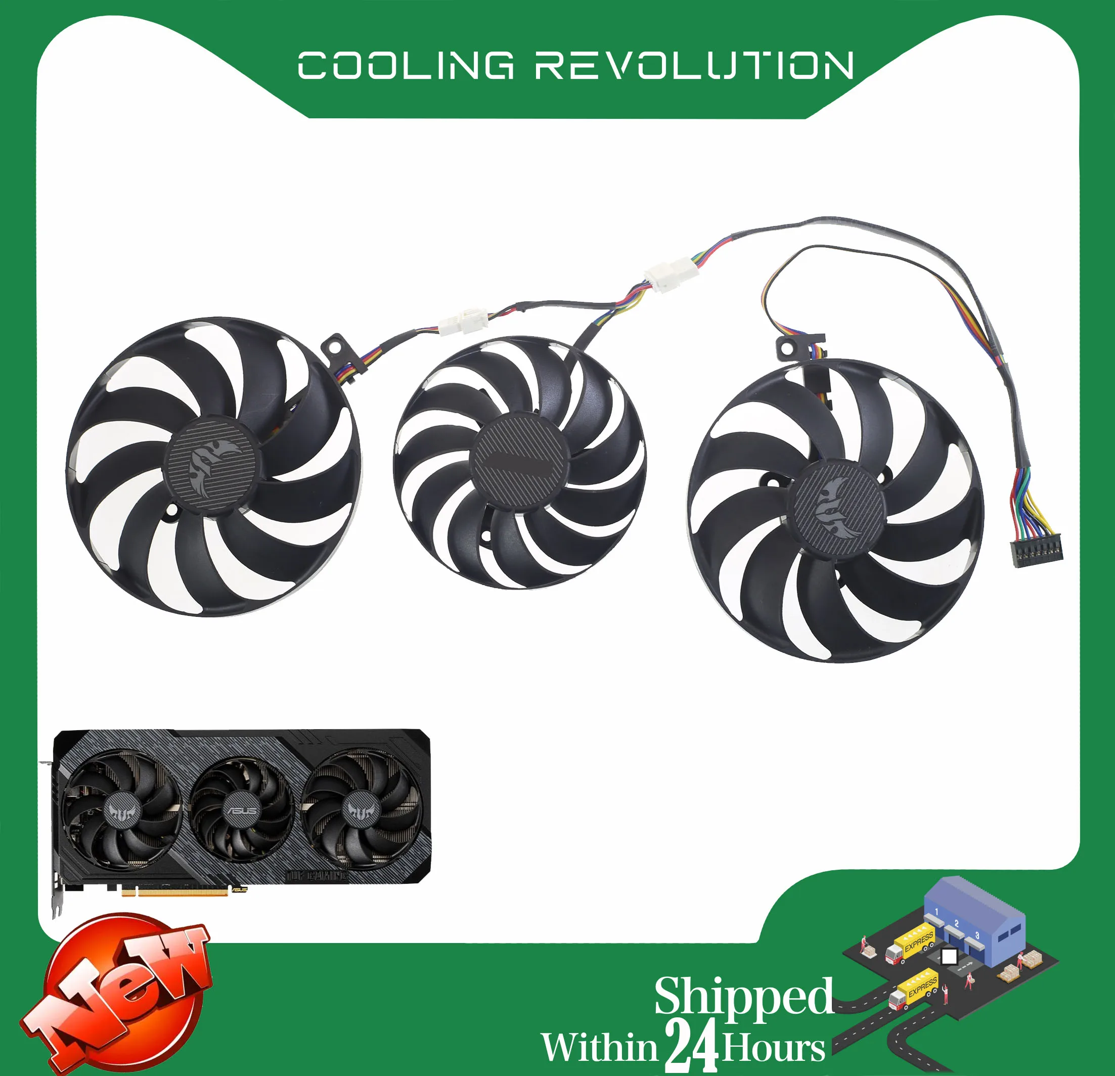 

3PCS Graphics card fan DC12V 7-Pin For ASUS TUF Gaming X3 Radeon RX5600XT 5700 5700XT EVO GAMING Fan