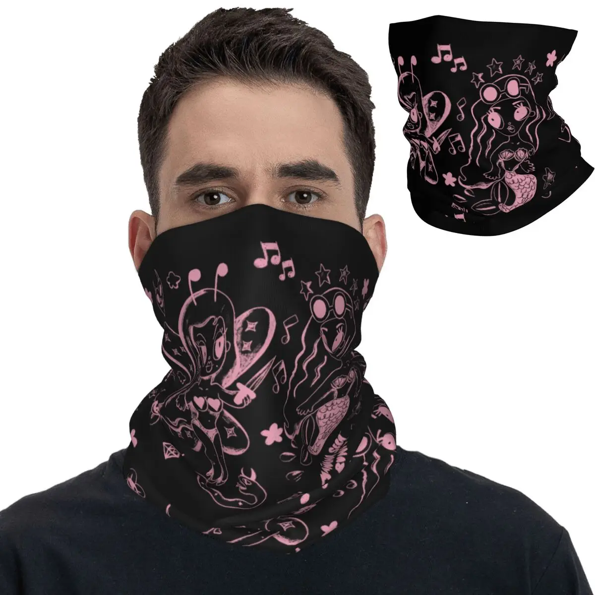 

Sirena Karol G Music Pink Bandana Neck Gaiter Printed Balaclavas Face Mask Scarf Multi-use Headwear Unisex Adult Windproof