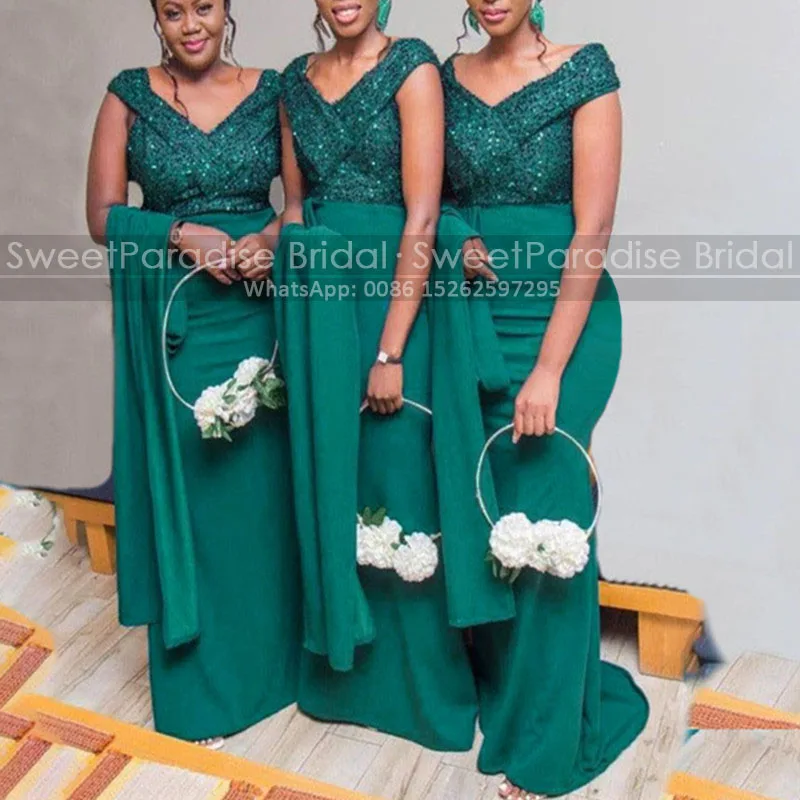 Emerald Green Sequins Mermaid Bridesmaid Dresses With Streamer Long Trumpet Plus Size Formal Party Dress Maid Of Honor
Emerald Green Sequins Mermaid Bridesmaid Dresses With Streamer Long Trumpet Plus Size Formal Party Dress Maid Of Honor