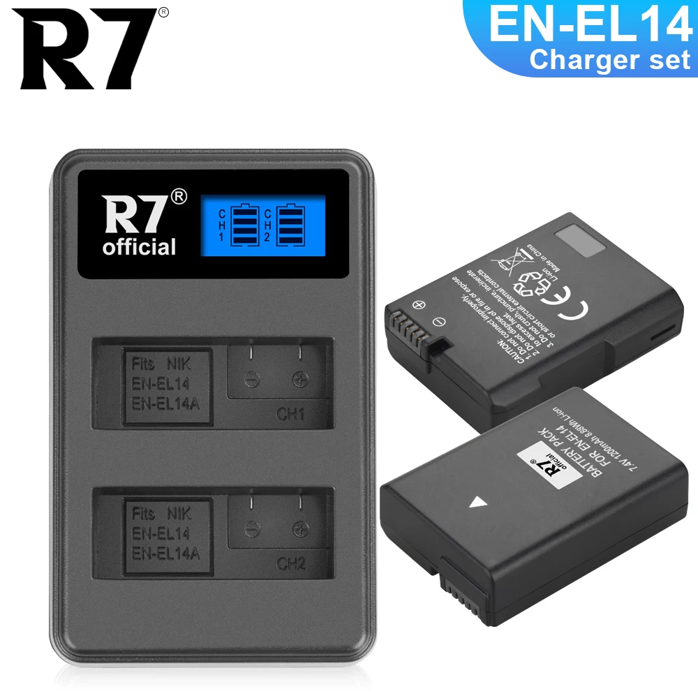 

EN-EL14 ENEL14 EN EL14 Camera Battery for Nikon D3100 D3200 D3300 D5100 D5200 D5300 P7000 P7100 P7700 + LCD USB Charger