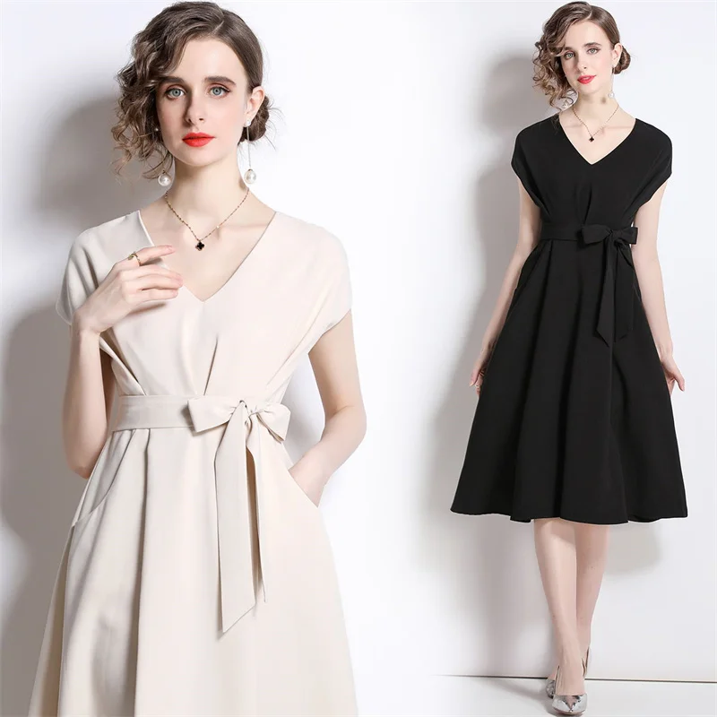 French Fashion Small Hepburn Style Office Lady Dresses In Two Color Glam Flying Sleeve High Waist Big Swing Gentle Women Vestido
French Fashion Small Hepburn Style Office Lady Dresses In Two Color Glam Flying Sleeve High Waist Big Swing Gentle Women Vestido