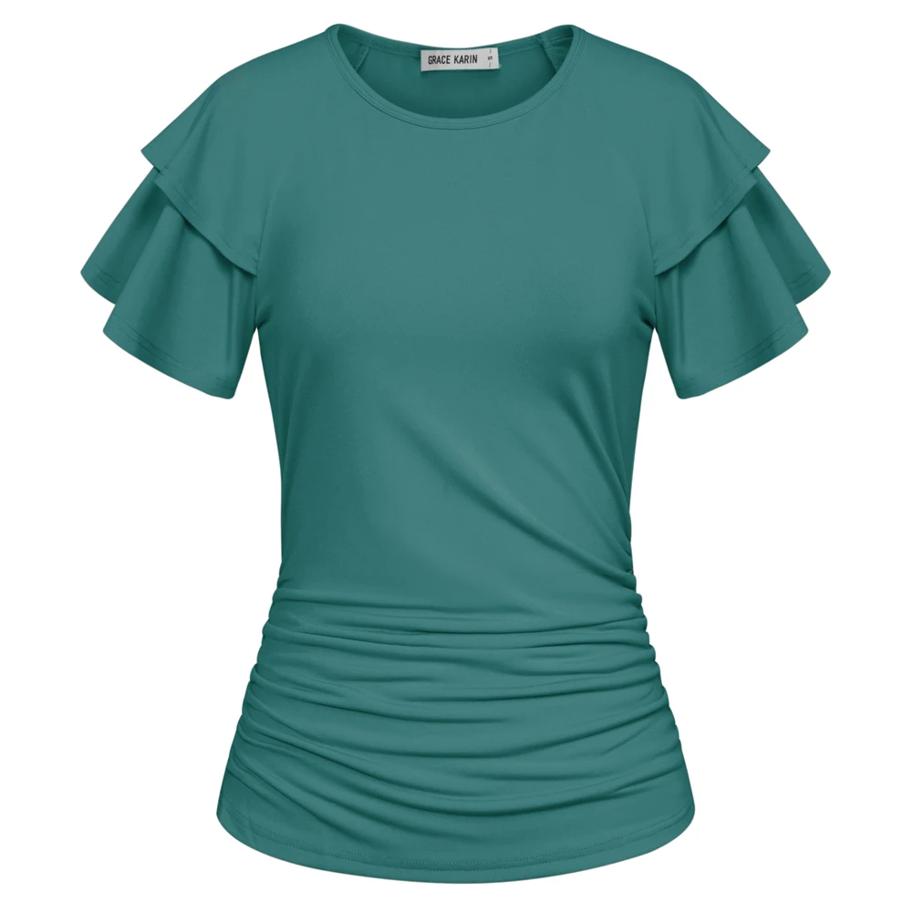 GK Women Ruched Tops Slim Fit Casual Dual Layer Short Sleeve Crew Neck T-Shirt Summer Comfort Tops Beachwear Fashion Streetwear
GK Women Ruched Tops Slim Fit Casual Dual Layer Short Sleeve Crew Neck T-Shirt Summer Comfort Tops Beachwear Fashion Streetwear